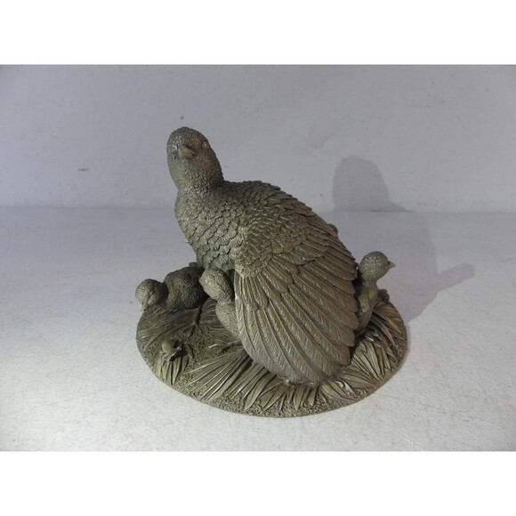 Silvertone Metal‎ 5X6" FRANKLIN MINT FINE PEWTER SCULPTURE QUAIL TIME Figurine
